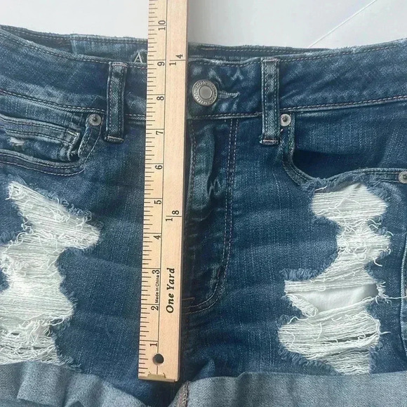 American Eagle Hi Rise Shortie Next Level Stretch Jean Shorts Size 6 - Picture 7 of 7